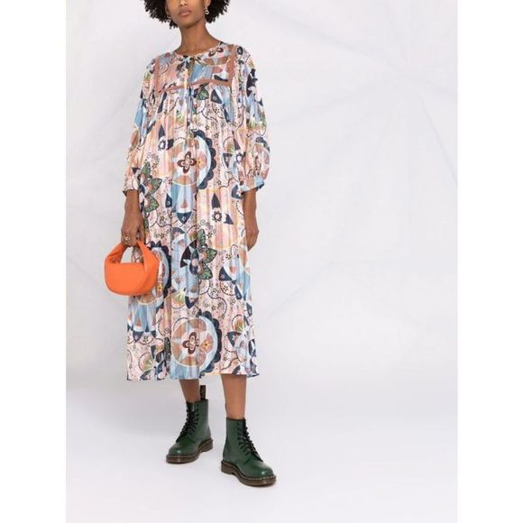 SEE BY CHLOÉ
Printed metallic satin and chiffon midi dress - Picture 1 of 7